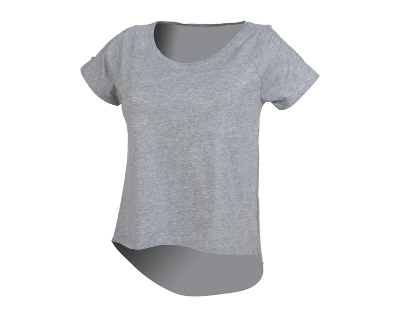 SF Womens Plain Short Sleeve T-Shirt With Drop Detail (Heather Grey) - RW2841