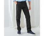Henbury Mens 65/35 Flat Fronted Chino Trousers (Black) - RW2700