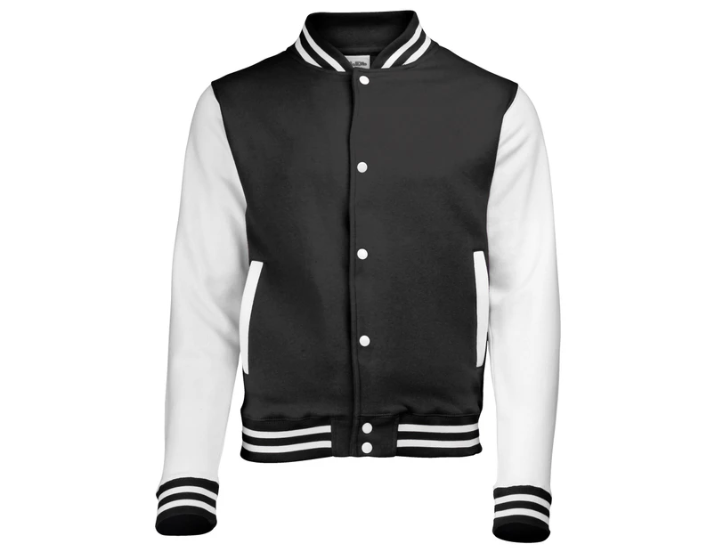 Awdis Kids Unisex Varsity Jacket / Schoolwear (Jet Black/White) - RW191