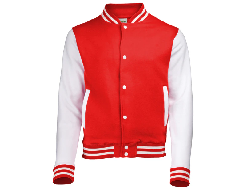 Awdis Kids Unisex Varsity Jacket / Schoolwear (Fire Red/White) - RW191
