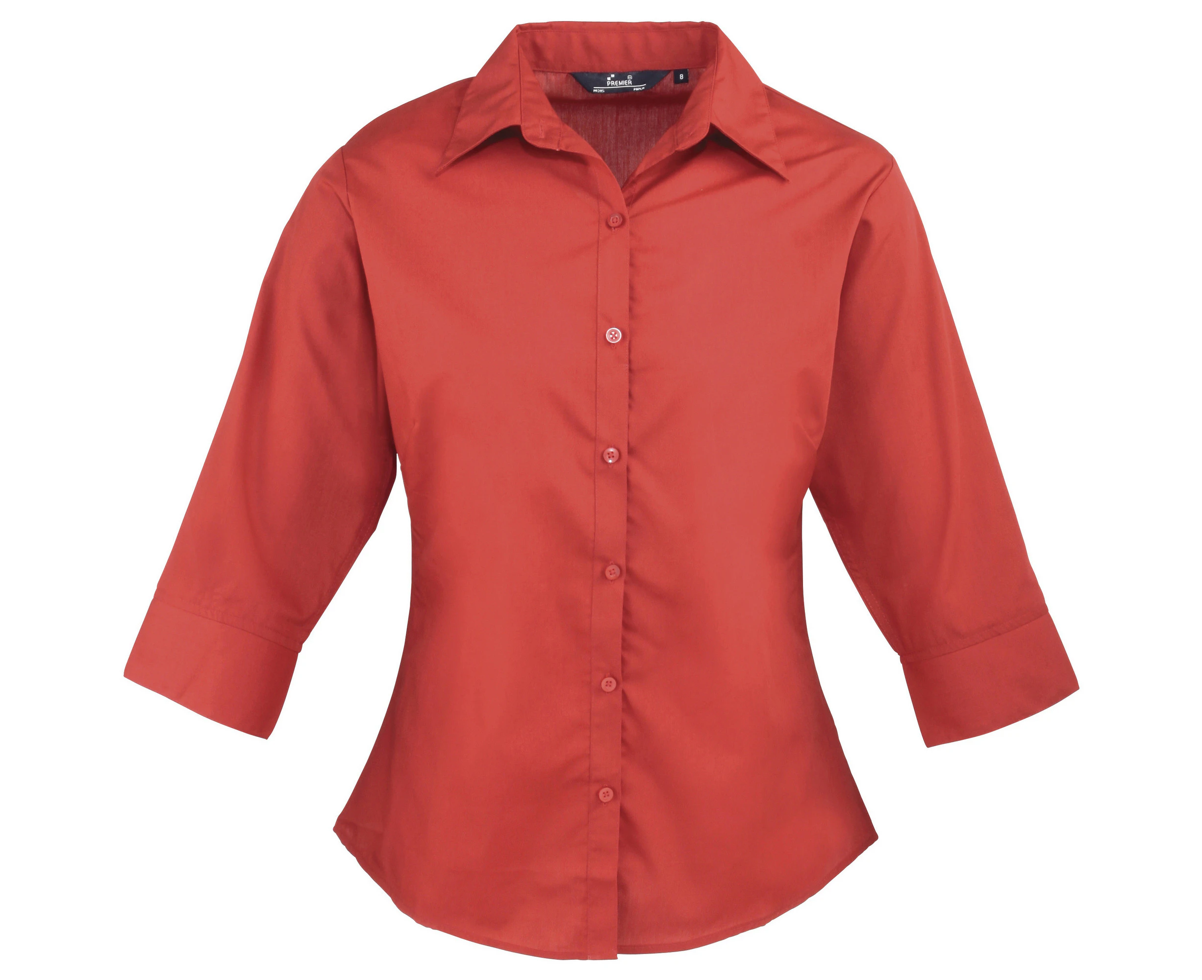 Premier 3/4 Sleeve Poplin Blouse / Plain Work Shirt (Red) - RW1093