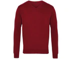 Premier Mens V-Neck Knitted Sweater (Burgundy) - RW1131