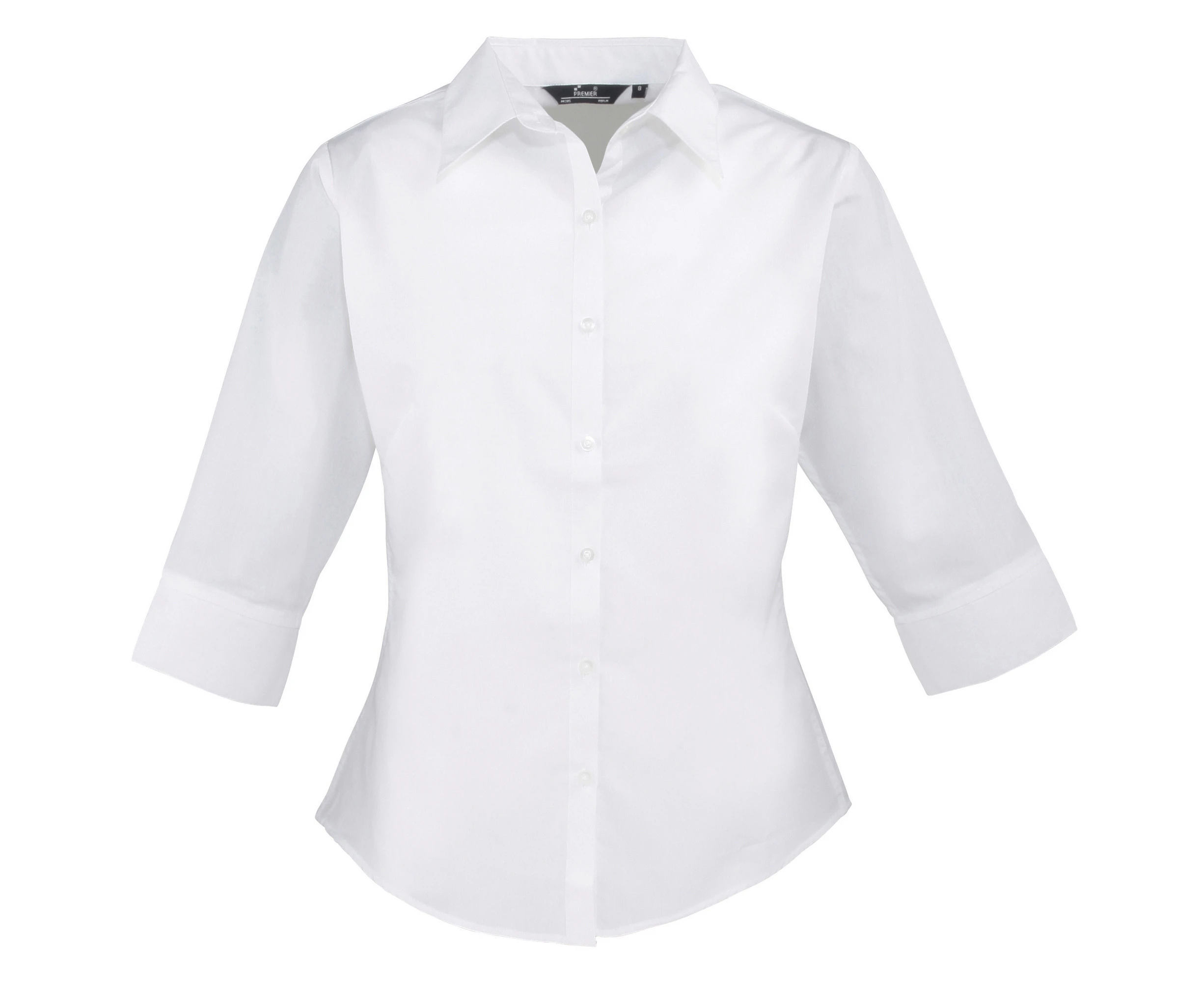 Premier 3/4 Sleeve Poplin Blouse / Plain Work Shirt (White) - RW1093