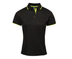 Premier Womens Contrast Coolchecker Polo Shirt (Black/Lime) - RW5519