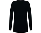 Henbury Ladies/Womens V-Neck Button Fine Knit Cardigan (Black) - RW662