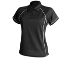 Finden & Hales Womens Coolplus Piped Sports Polo Shirt (Black/White) - RW428