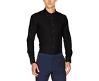 Kustom Kit Mens Slim Fit Long Sleeved Oxford Work Shirt (Black) - RW3897