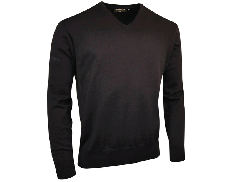 Glenmuir V Neck 100% Cotton Sweater / Knitwear (Black) - RW518