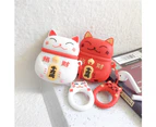 WIWU Cute Lucky Cat Bluetooth Wireless Earphone Case Anti-lost Strap For Apple Airpods 1/2-Red