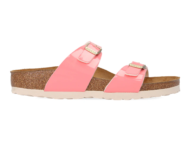 Birkenstock Women's Sydney Birko-Flor Patent Narrow Fit Sandals - Cream Coral