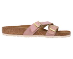 Birkenstock Women's Yao Suede Leather Narrow Fit Sandals - Washed Metallic Pink