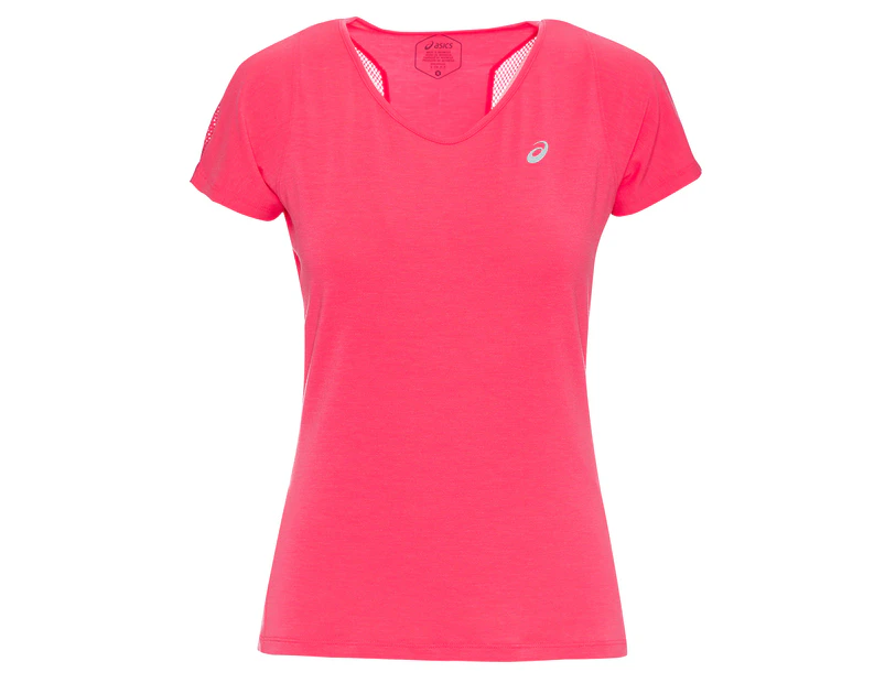 ASICS Women's V-Neck Short Sleeve Tee / T-Shirt / Tshirt - Laser Pink