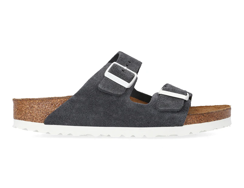 Birkenstock Unisex Arizona Soft Footbed Suede Leather Narrow Fit Sandals - Gunmetal