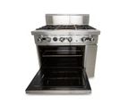 AG Six Burner Gas Cooktop Range with Oven - 914mm width - LPG  AG Equipment - Silver