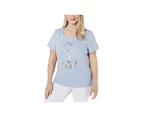 Karen Scott Women's Tops & Blouses - T-Shirt - Light Blue Heather