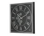 Silver Black Square Clock