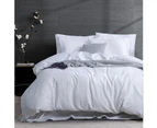 3PC Linen Cotton Quilt Cover Queen King Set Doona Cover in White