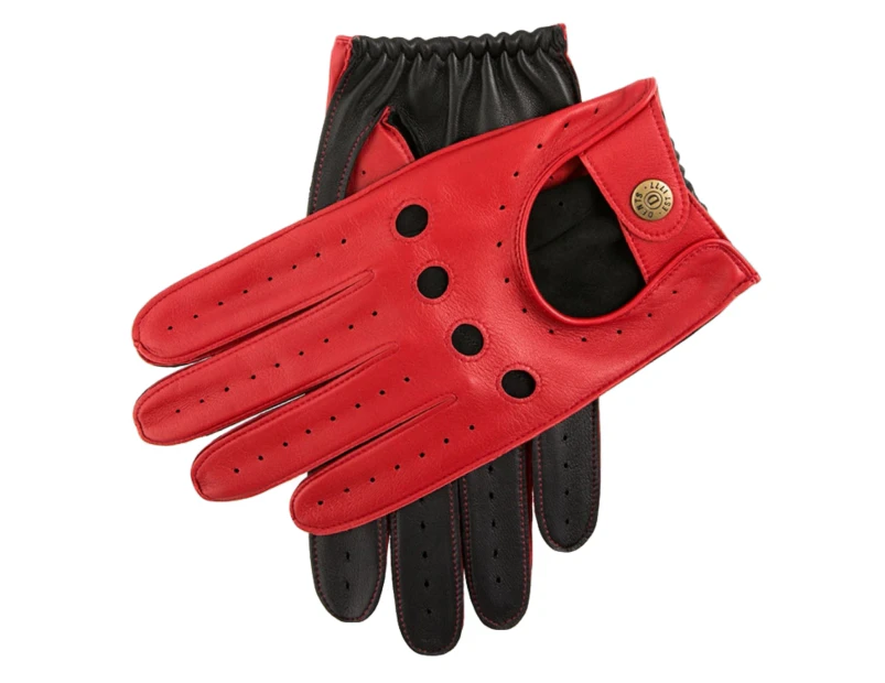 Dents Waverley Men's Leather Driving Gloves Luxury - Berry/Black