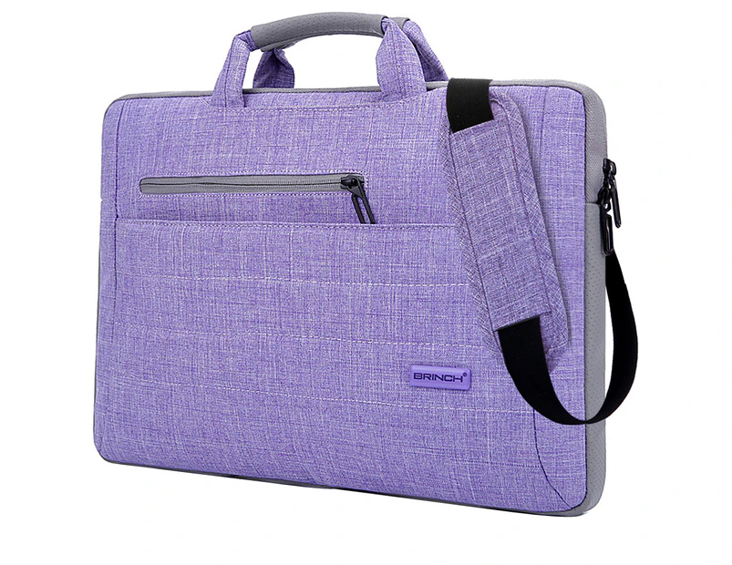 BRINCH Laptop Bag 14 Inch Multi-Functional Suit Fabric Portable Messenger Bag-Light Purple