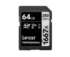 Lexar Professional 1667x Sd Card 64gb Sdxc 250mb/s V60 Dslr Camera Video Memory