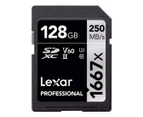 Lexar SD Card Professional 1667x 128GB 250MB/s SDXC Class 10 Memory Card