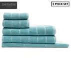 Sheraton Luxury Subway 5-Piece Towel Set - Aqua Mist