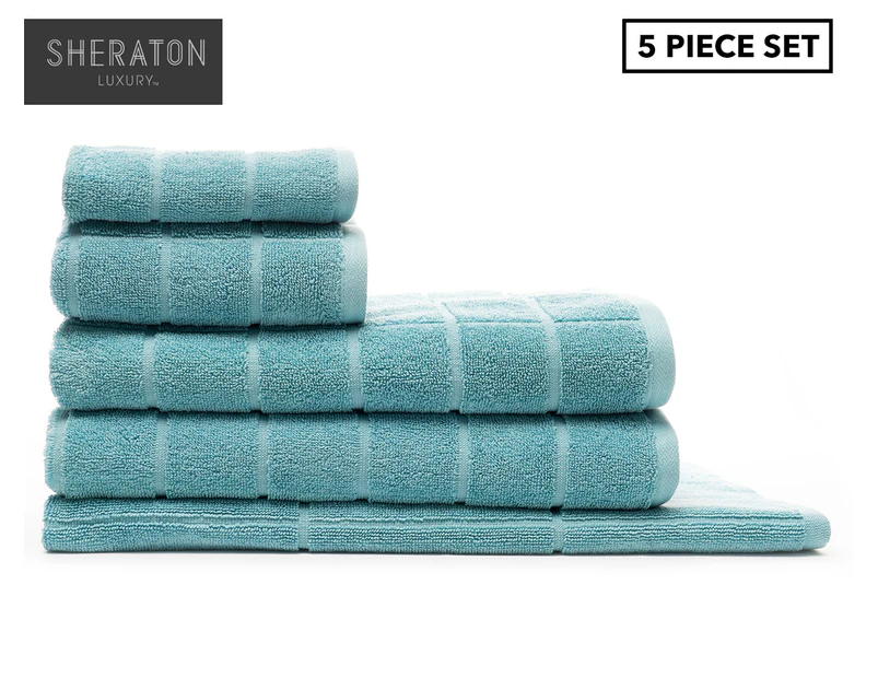Sheraton Luxury Subway 5-Piece Towel Set - Aqua Mist