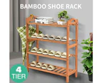 Levede 4 Tiers Bamboo Shoe Rack Storage Organizer Wooden Shelf Stand Shelves