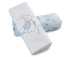 Peter Rabbit 100x100cm 'Hop Little Rabbit' Flannel Wraps 2-Pack - Blue