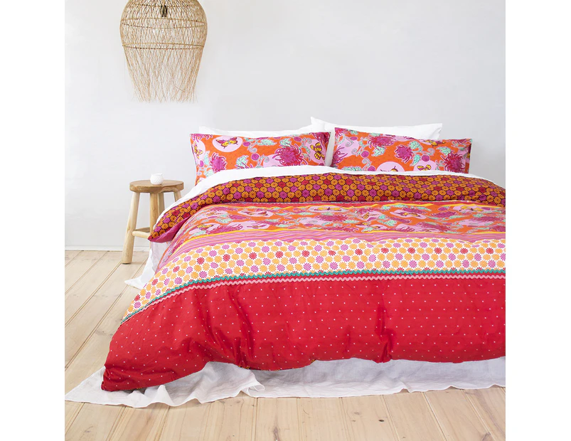 Bambury Printed Quilt Cover Set - 100% Cotton - Double Bed - Java
