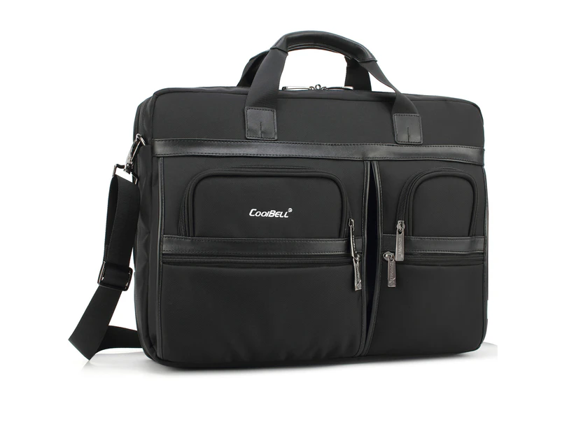 CoolBell 17.3 Inch Protective Messenger Bag Nylon Shoulder Bag-Black