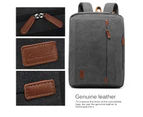 CoolBELL 17.3 Inches Convertible Laptop Messenger Bag Shoulder Bag Canvas Backpack-Canvas Grey