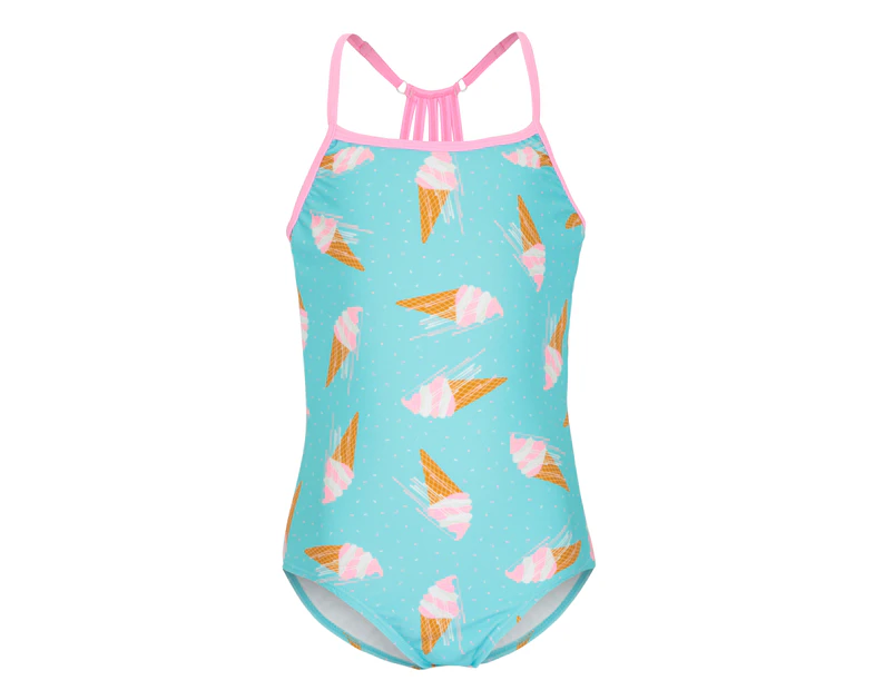 Platypus Australia Girl Long Sleeve Web Back Swimsuit Gelato UPF50+