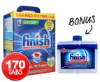170pk Finish Powerball All In 1 Max Dishwashing Tabs Pack + Bonus Dishwasher Cleaner