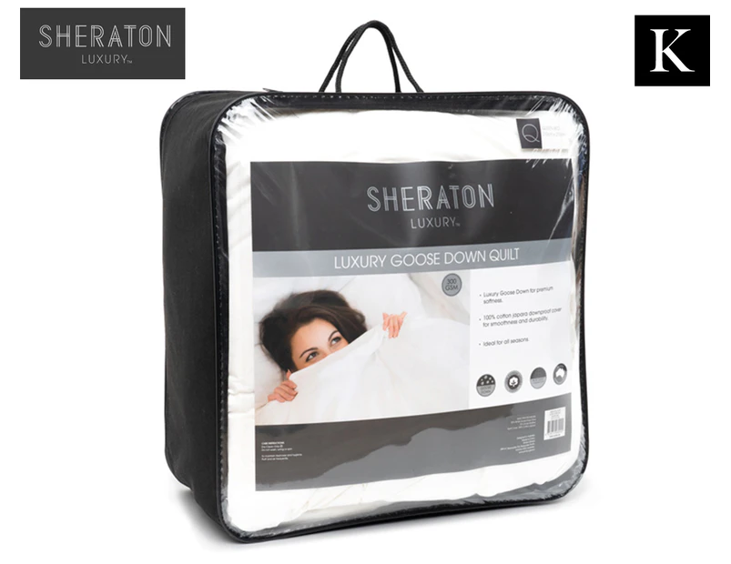 Sheraton Luxury 300GSM Goose Feather & Down King Bed Quilt - White