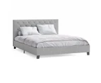 Fabric Bed Frame in King, Queen and Double Size (Diamond Tufted, Ash Grey)