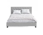 Fabric Bed Frame in King, Queen and Double Size (Diamond Tufted, Ash Grey)