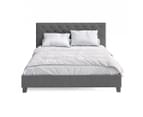 Fabric Bed Frame in King, Queen and Double Size (Diamond Tufted, Charcoal) 4