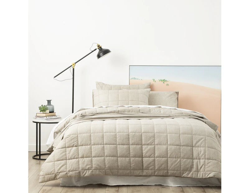 Park Avenue Paradis washed Chambray Quilted Quilt Cover set - Muddy Taupe