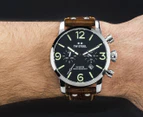 TW Steel Men's 48mm Maverick Leather Watch - Black/Dark Cognac