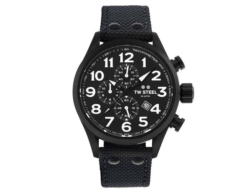 TW Steel Men's 45mm Volante Textile Watch - Black/White