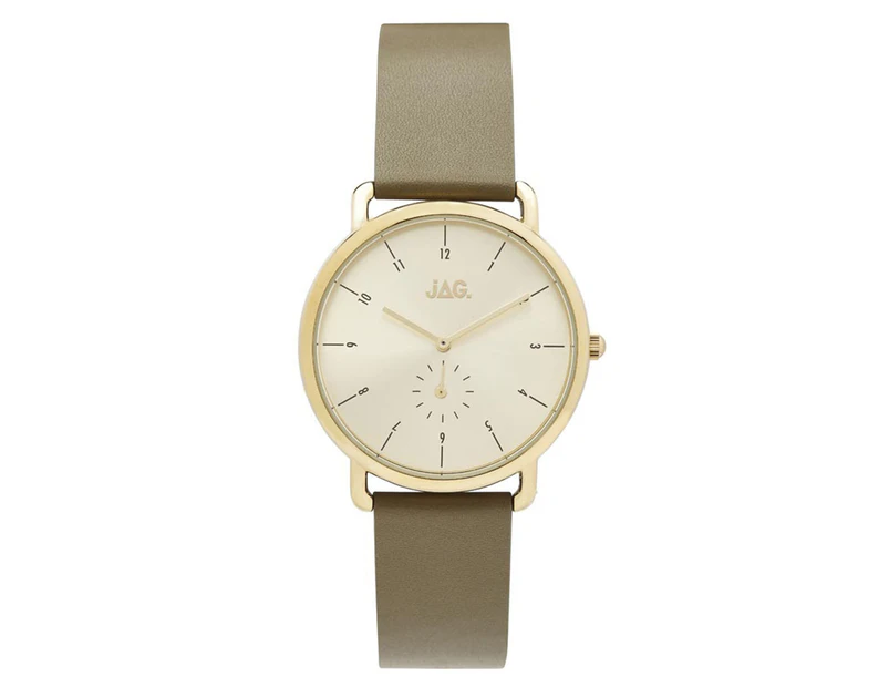 Jag Women's 42mm Ivy Leather Watch - Olive/White/Gold