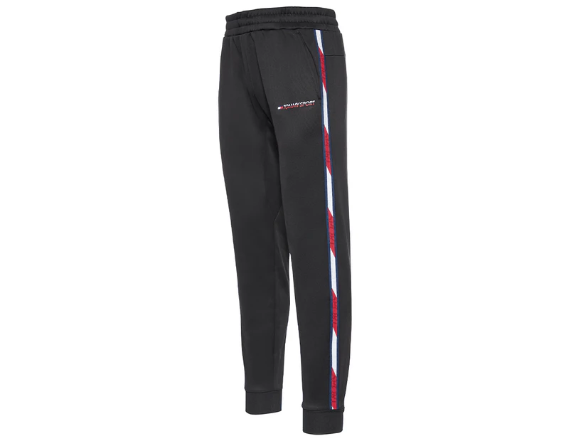 Tommy Hilfiger Sport Men's Tape Fleece Cuffed Trackpants / Tracksuit Pants - Black
