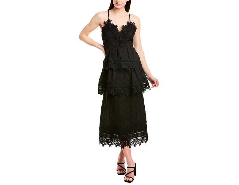 Endless Rose Women's  Tiered Maxi Dress - Black