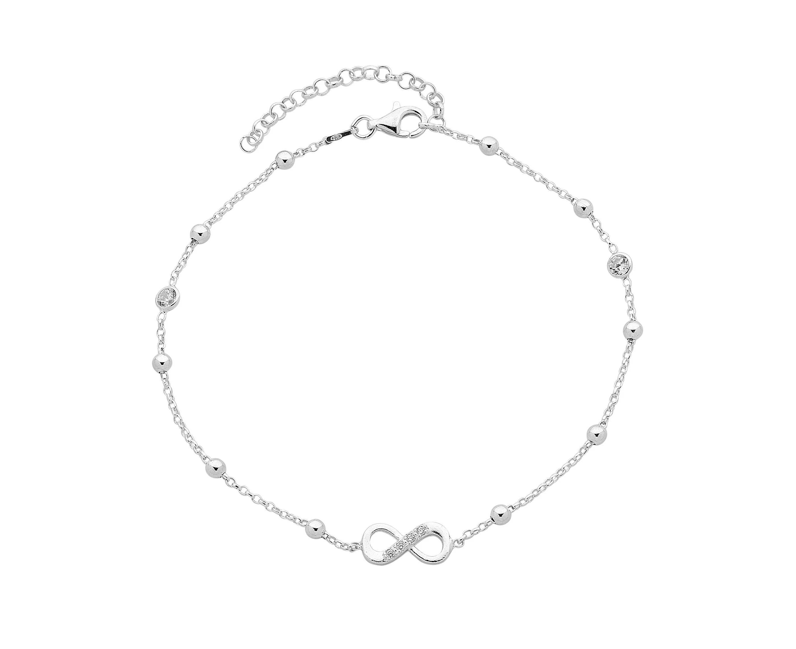 Bevilles 27cm Sterling Silver Infinity Anklet