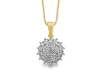 Bevilles 9ct Yellow Gold Flower Necklace with 0.25ct of Diamonds
