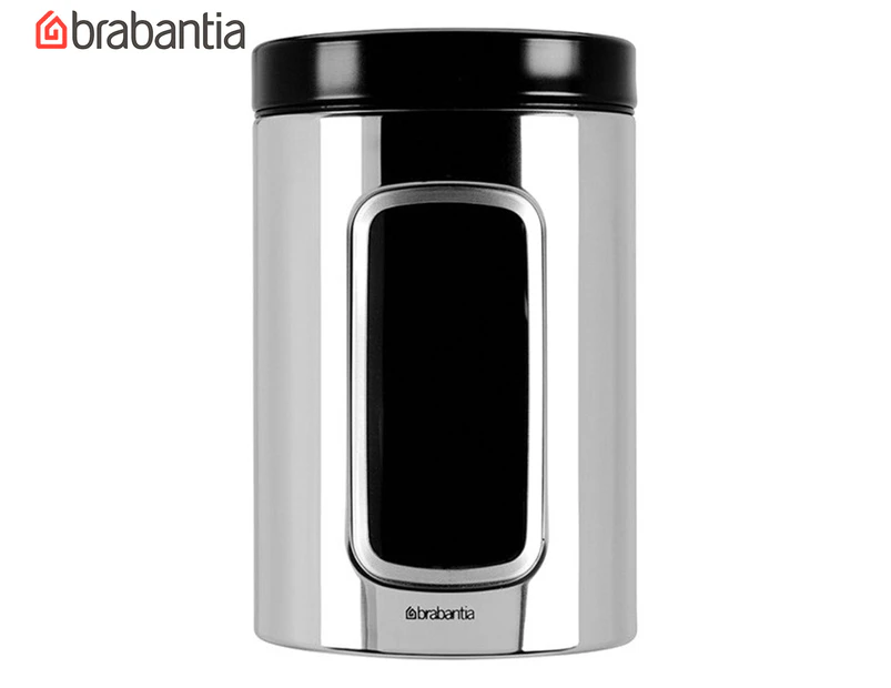 Brabantia 1.4L Window Canister - Brilliant Steel/Black Lid