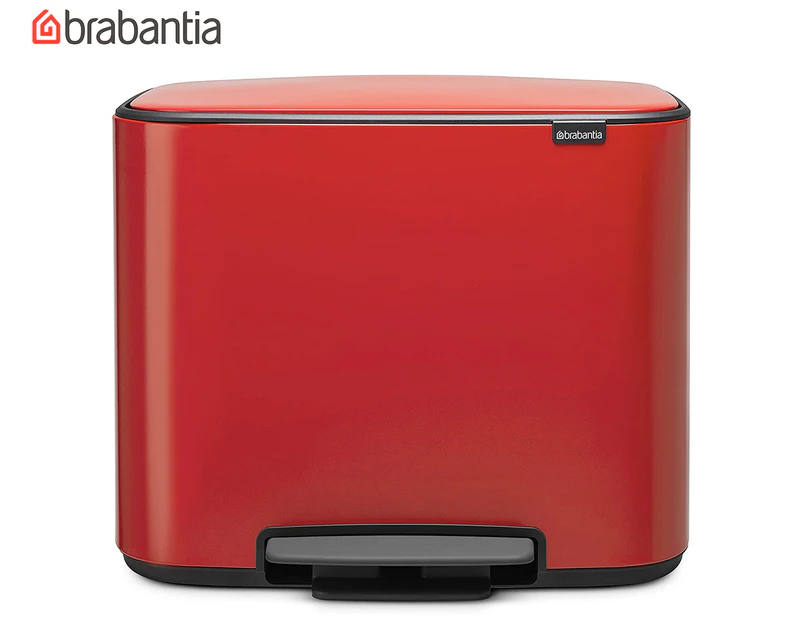 Brabantia 11/23L BO Twin Pedal Bin - Passion Red (Recycling w/ Inner Buckets 11L & 23L)