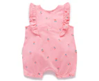 Purebaby Baby Girls' Cherry Pop Growsuit - Pink Embroidery