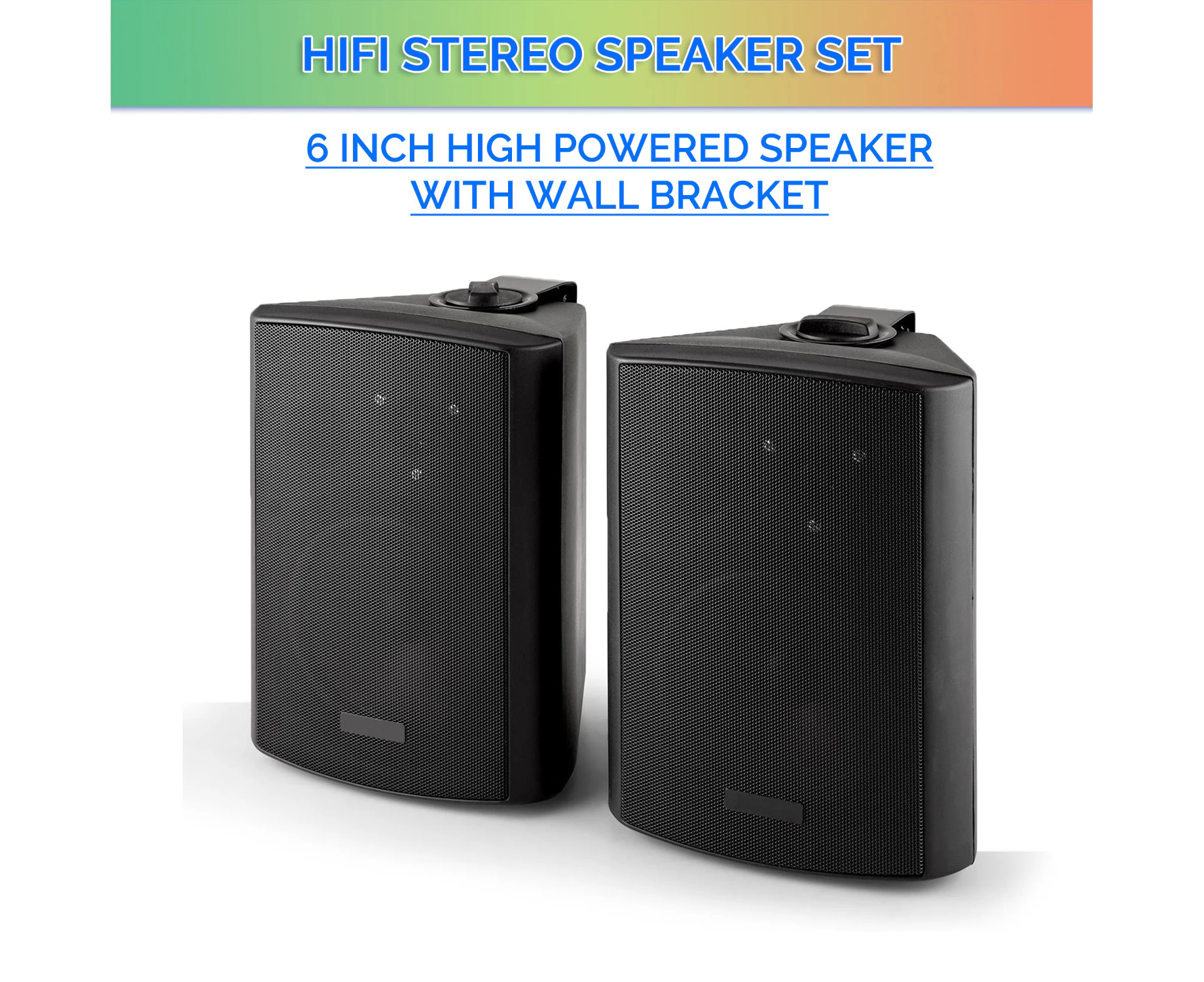 E-lektron EWL6.5P Black 6.5" inch 240W Passive Bookshelf Speaker Pair Wall Bracket 2 Way Stereo DJ PA